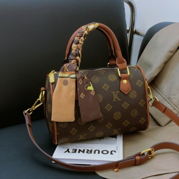 Stylish Boston Crossbody Bag For Women - Vintage Floral Print Pu Leather Small & Large Shoulder Bag With Adjustable Strap-image