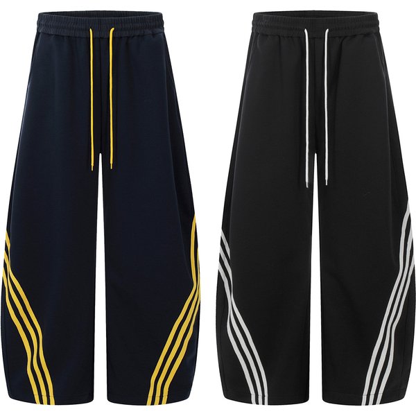 Men's Clothing Three Bar Sweatpants For Women Street Style Sports Loose Versatile Casual Trousers-image