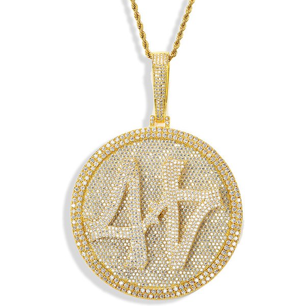 Cross-Border European And American New Style 44 Micro Inlaid Zircon High-Quality Solid Trendy Men's Hip-Hop Pendant