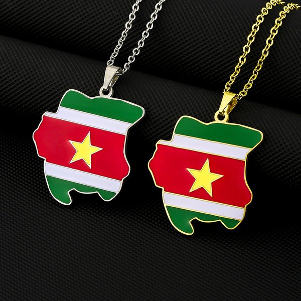 retro republic of Suli map flag necklace jewelry High sense niche men and women hot selling accessories