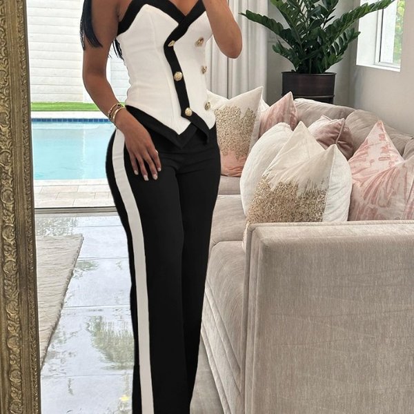 Fashion Double-Breasted Suspender Suit Women's Suit-image