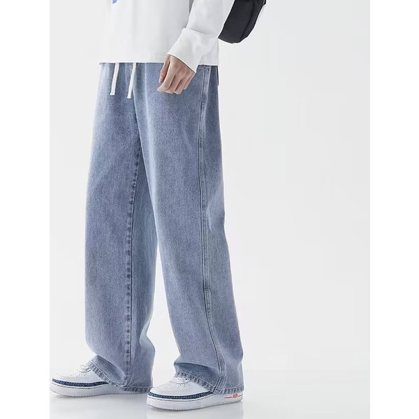 Men's Clothing Jeans Men Autumn Large Size Straight Pants Men Loose Trend Hong Kong Style Ins Wide Leg Pants Casual Long Pants-image