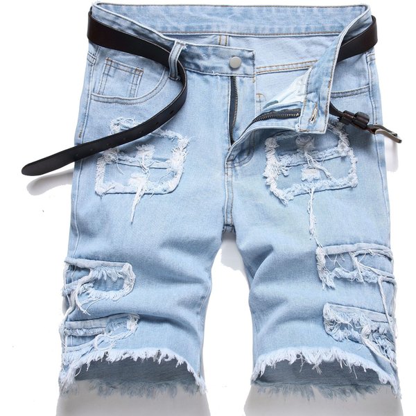 Men's Clothing Casual Slim Denim Small Leg Quarter Pants Personalized Trendy Jeans-image