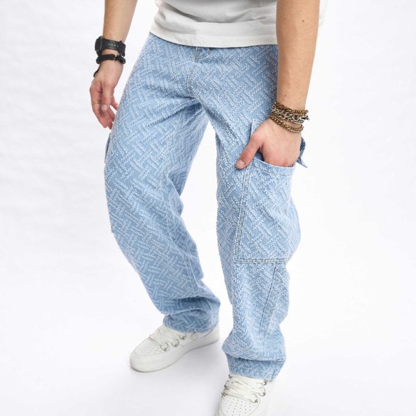 Men's Clothing High Street New Style Straight Trend Patched Raw Edge Trousers Loose Casual Men's Jeans Ins Trousers