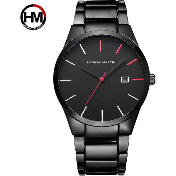 Men's Water-Resistant Tungsten Black Steel Strap Watch With Date Display, Quartz Movement, 40.5mm Round Dial, Mineral Crystal Glass
