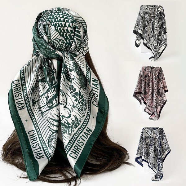 Spring/Summer Women's Silk Large Square Scarf 90cm Sunscreen Printed Headscarf Shawl Mori Girl Style Long