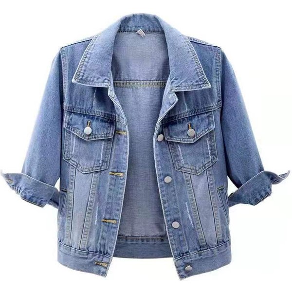 Women's Clothing Three quarter sleeve denim jacket