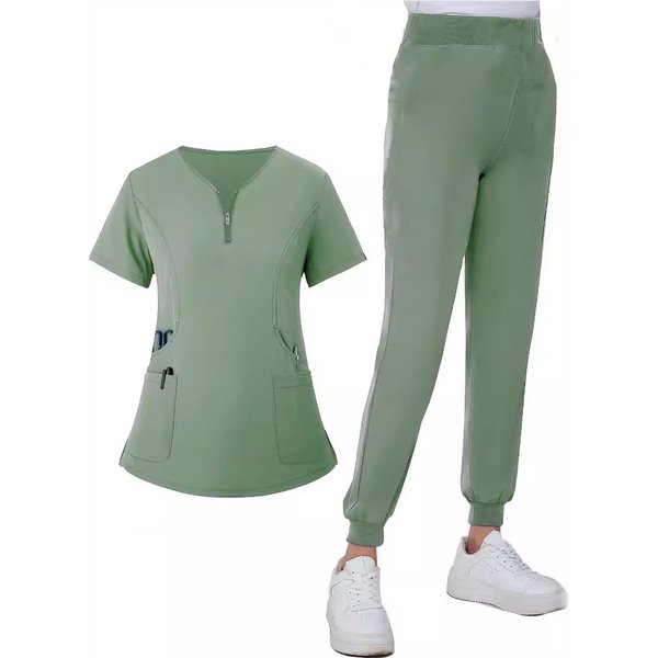 Women's Clothing V Neck Long And Short Sleeves Dental Hospital Nurse Uniform Medical Washing Clothes Suit-image