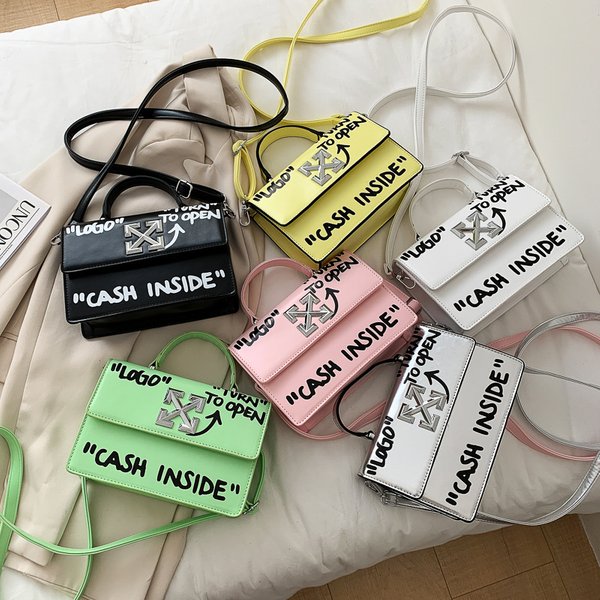 Graffiti Letters Personalized Arrow Small Square Bag 2024 Autumn New Casual Hand Held Fashion Shoulder Bag Messenger Women's Bag-image