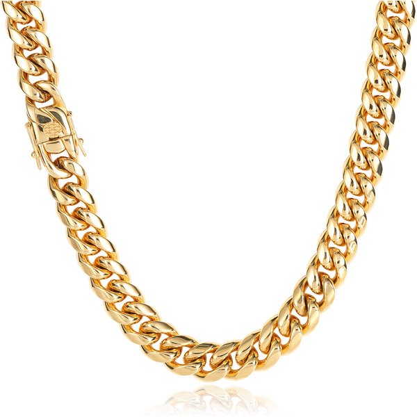 Chain Necklaces Hip Hop stainless steel necklace Faucet buckle round grind encrypted Cuban chain Fashion brand men's titanium steel necklace