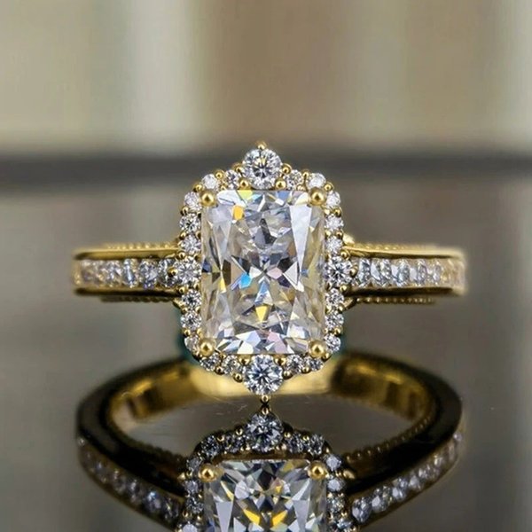 Cao Shi's New Square Diamond Princess Noble Temperament Ring Fashion Engagement Women's Jewelry-image