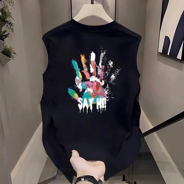 Men's Clothing Sports Vest Men's Summer Loose Outer Wear Sleeveless T Shirt Casual Wide Shoulder Waistcoat Top-image