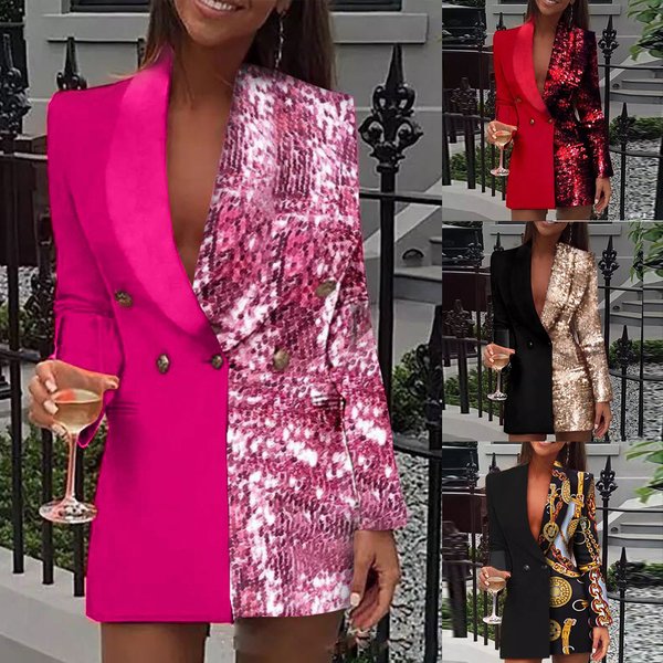 Women's Clothing Color Long Sleeve Blazer-image