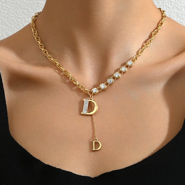 Sweet Small Fresh Ladies Necklace Personality English Letters Niche Design Clavicle Chain Inlaid Zircon Necklace-image