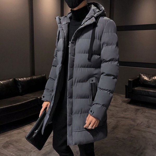 Winter Coat Men Parkas Warm Coats Mid-Length Hooded Casual Cotton Jacket Clothing Black Jackets Jaqueta Inverno-image