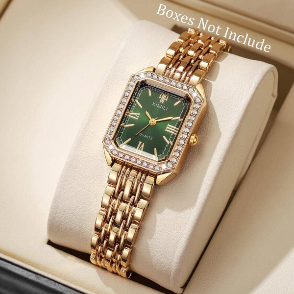 Fashion Rectangle Women Watches Ladies Rhinestone Quartz Watch Bracelet Strap Wristwatch Reloj Mujer(Without Box)-image