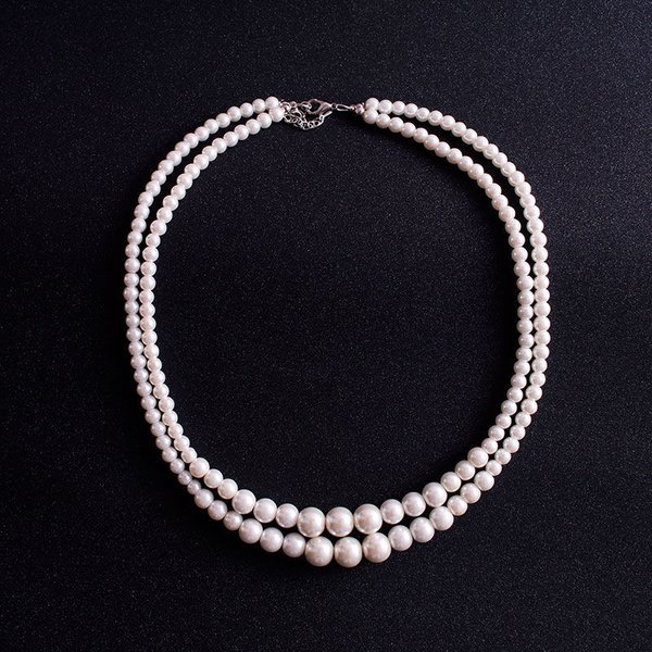 Double Layered Glass Pearl Necklace, Women's Short Collarbone Sweater Neck Chain, Temperament Qipao Decoration Collar-image