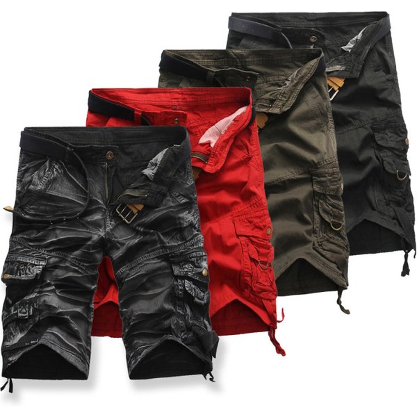 Man's Clothing Summer Loose Casual Camo Cargo Shorts Plus Size Multi-Pocket Five-Point Mid-Length Pants-image