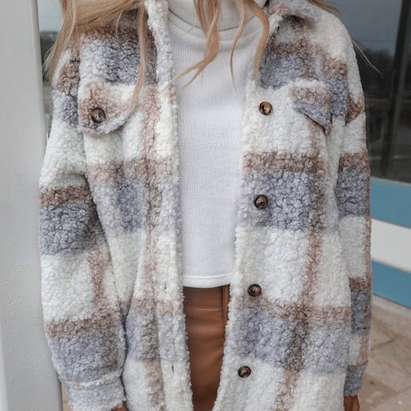 2023 Women's Hot Selling New Ready-Made Plaid Casual Jacket in Various Sizes