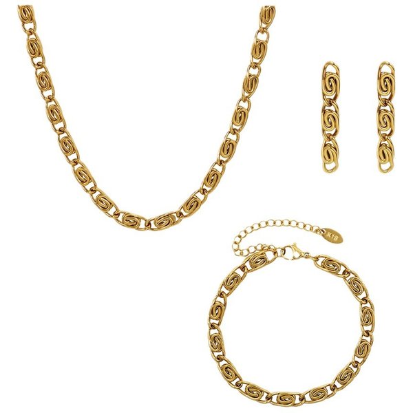 Women's Jewelry Set Roll Chain Thick Chain Necklace Clavicle Neck Chain Titanium Steel Jewelry Set Decorative Earrings-image