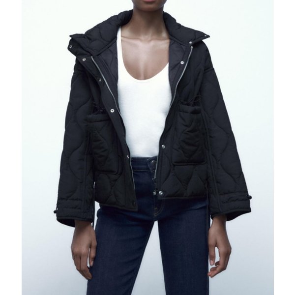Women's spring quilted cotton snap closure with elastic belt and buckle quilted short jacket