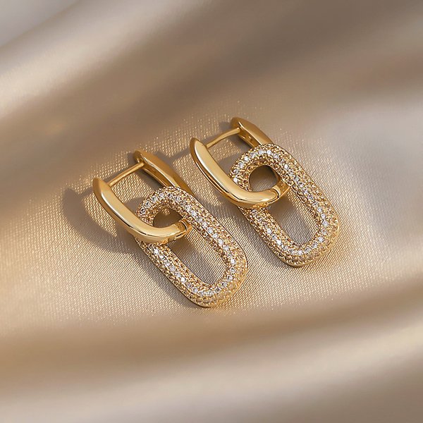 Unique Stle European And American Fashion Small Drop For Women Minimalist Electroplated Earrings Round Metal Ear-image