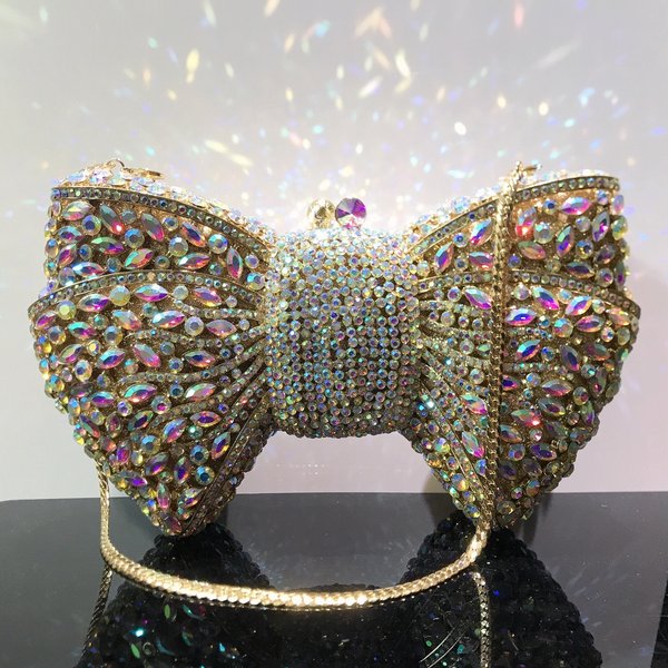 Bow Diamond Evening Bag Banquet Dress Rhinestone Handbag New Bow Clutch Purse-image