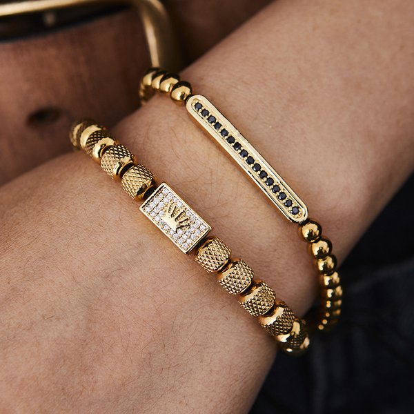 Cross-Border Hot Selling European And American Crown Square Pickaxe Brand Adjustable Braided Copper Inlaid Zircon Long-image