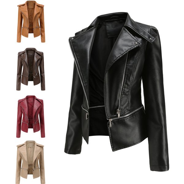 Women's Clothing Leather Jacket With Detachable Hem Fashion Casual Jacket
