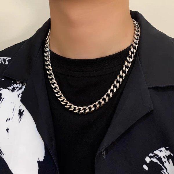 Necklace Cuban For Men Hip Hop Fashion Titanium Steel Trendy Street West Coast Accessories Thick Chain