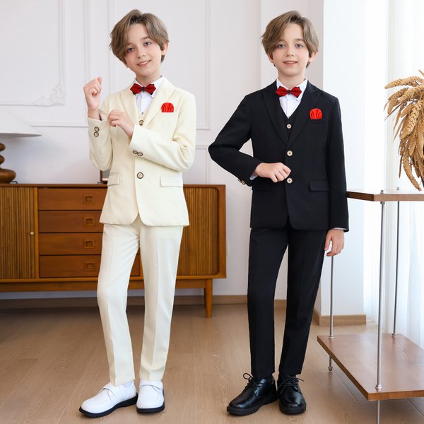 Cross Border Foreign Trade Children's Suit Dress Autumn New British Flower Girl Wedding Dress Boy Event Host Performance Dress-image