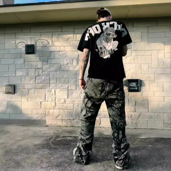 Gothic Print T-Shirts Oversized Streetwear Retro Harajuku Hip Hop Punk Cotton Loose Fit For Men And Women-image