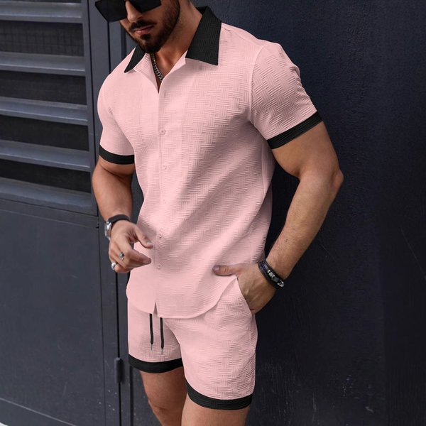Men's Clothing Shirt Casual Short Sleeved Shorts Beach Suit