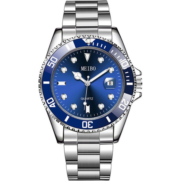 New Men's Watch Luxury Business Stainless Steel Strap Quartz Watch Green Dial Calendar Clock Watch Religio Masculino-image