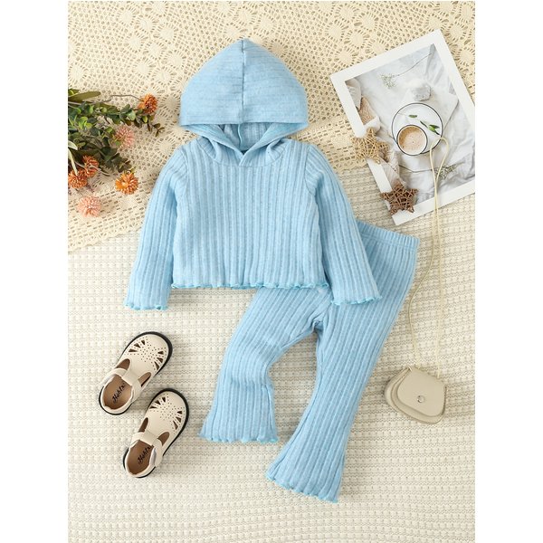 Mother&Kids Children's Suit Baby Long Sleeve Pants Two-Piece Girls Hooded Pit Strip Clothing Trend-image