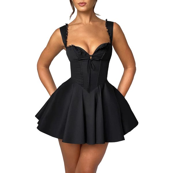 New Women's Dress With Backless Style, Suspender, And Lace-image