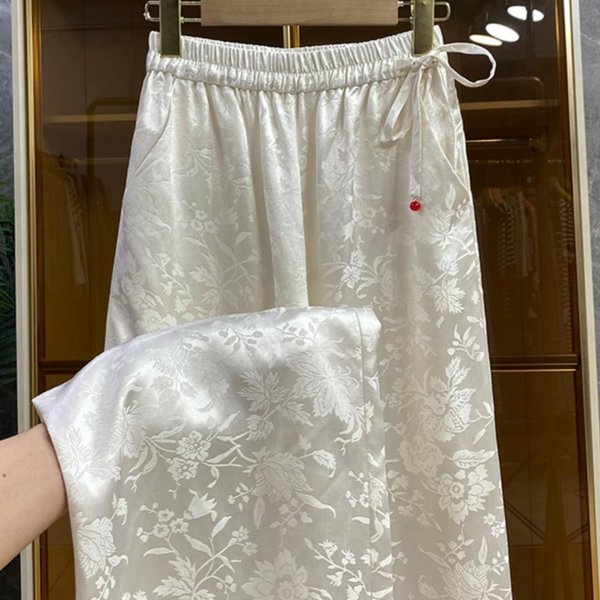 Women's fashion lace-up elastic waist drop wide-leg pants