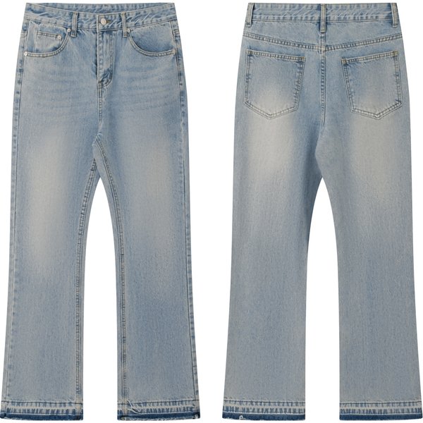 Men's Clothing American Cleanfit Blue Tassel 507 Jeans Vintage Washed Distressed Trousers