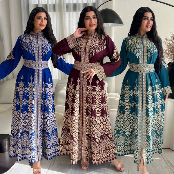 Women's Clothing new printed zipper robe ethnic style dress