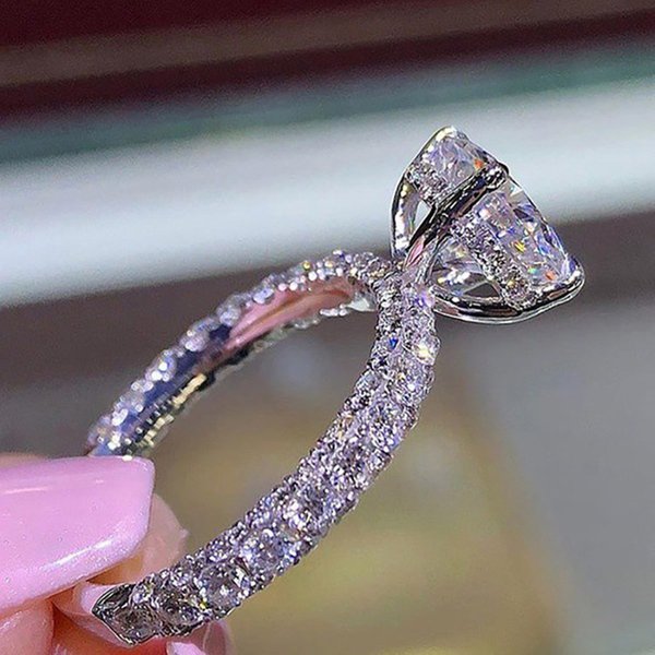 Oval Engagement Ring European American Cross-Border Jewelry: Geometric Micro-Inlaid Oval Diamond Ring For Women, Elegant, Luxurious, And-image