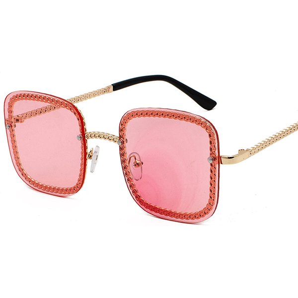 Fashion Sunglasses Ocean Lens Gradient Sunglasses Full Frame Square Frame Twisted Mirror Metal Sunglasses-image