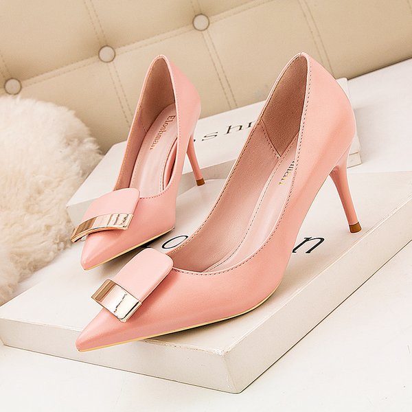Women's Pumps Toe Women's Shoes, Shallow Stiletto Heels, Square Buckle Solid Color Early Autumn Women's Shoes, One-piece Drop-shipping Shoes