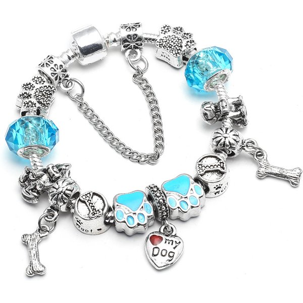 Pandora-Style Diy Alloy Beaded Women's Bracelet With Heart Pendant, Jewelry Factory Wholesale In Stock-image