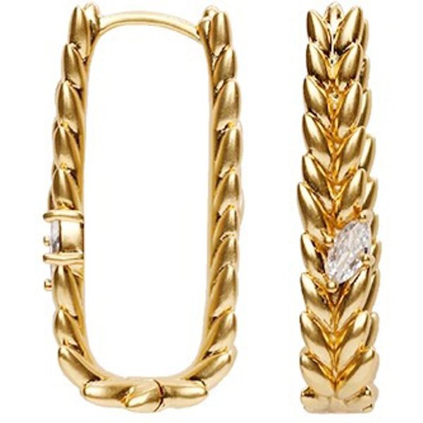 Women's Jewelry Retro Wheat Ear Leaf Earrings Light Luxury Niche Design High End Diamond Studded Fashionable All Match Earrings