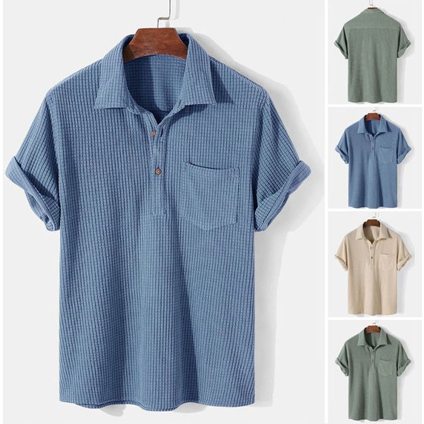 Men's Clothing Men's Casual Loose Plaid Short Sleeved Shirt Comfortable Shirt-image