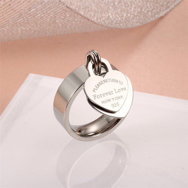 Ready Stock Rose Gold Color Girl Women Stainless Steel Charm Finger Rings Sweet Heart Trendy Couple Ring Jewelry Friendship Gifts-image