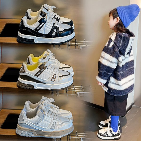 Children's Fashion Board 2024 Autumn Women's Baby Leather Casual Versatile Boys' Velcro Single Shoes-image