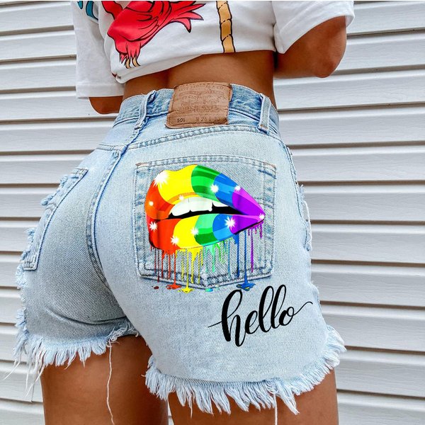 Women's Ripped Tassel Denim Shorts Fashion Summer Style