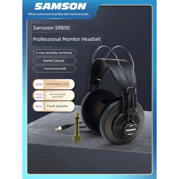 Samson Sr850 Sunson Professional Recording Monitoring Earphone Semi-Closed Music Game Voice Head Wear Ear Covering