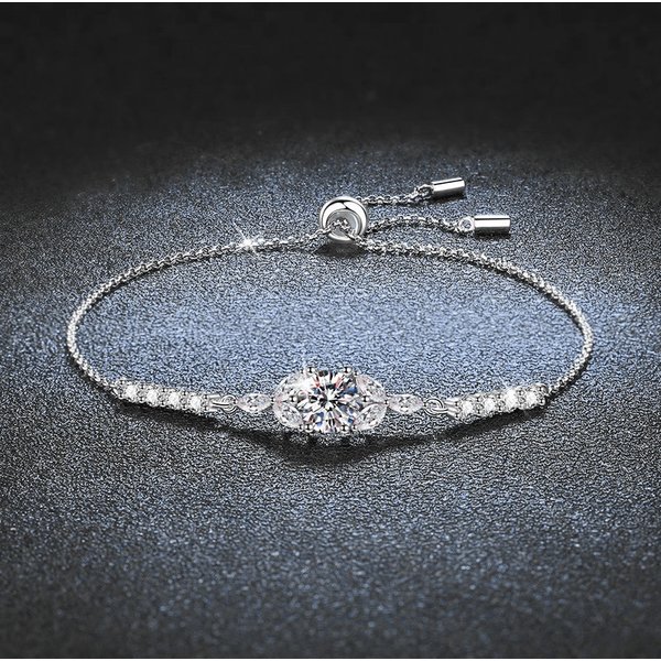 Elegant Moissanite Bracelet For Women, Hexagon Geometric Design, 925 Sterling Silver Jewelry, Hypoallergenic Rhodium Plated, Perfect Gift-image